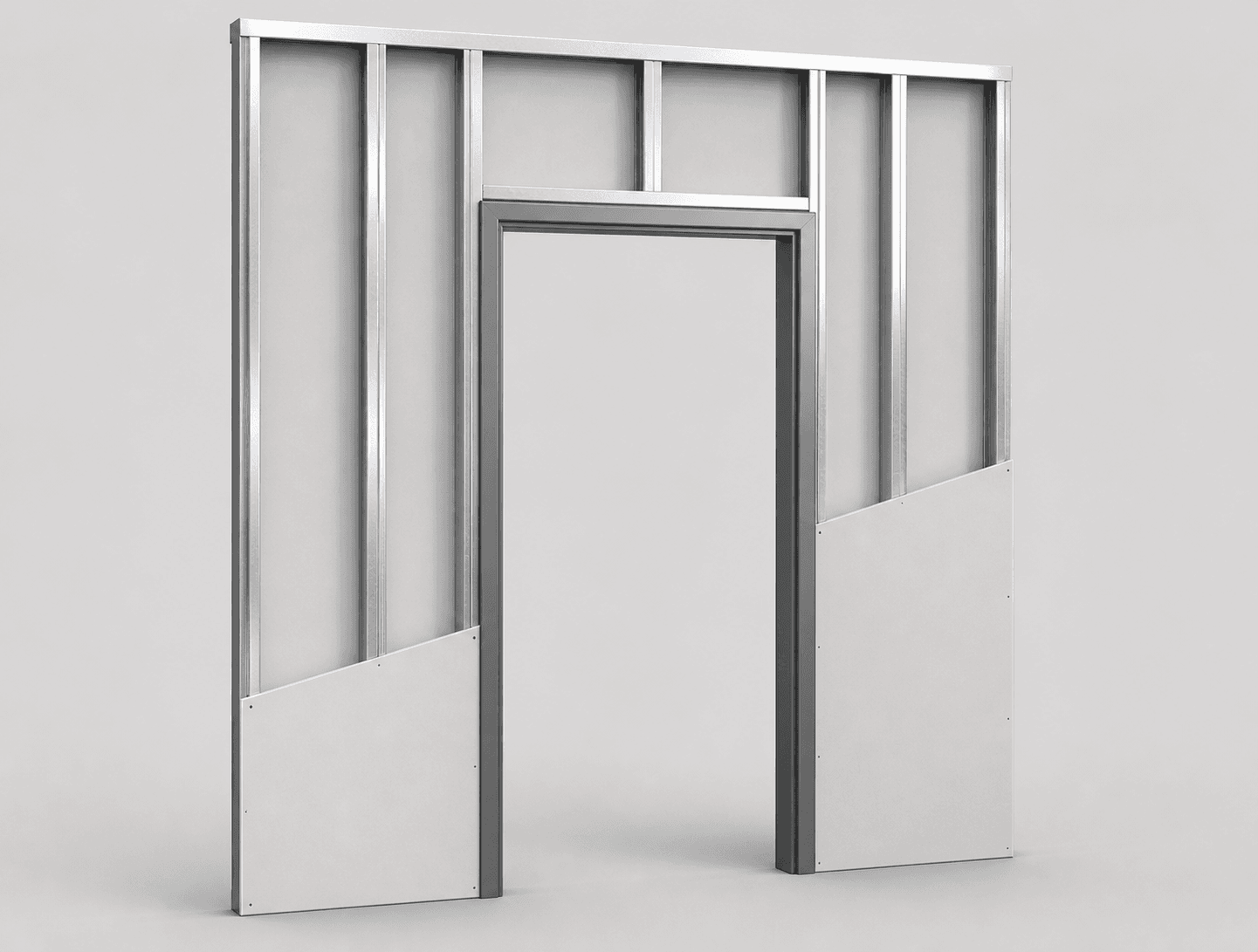 Hollow metal frame in drywall partition