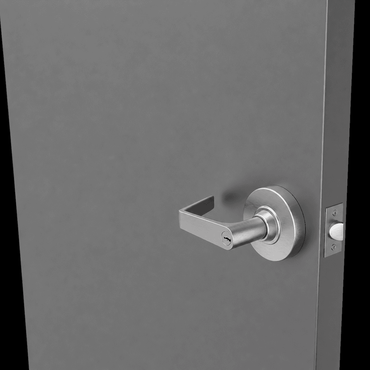 Commercial cylindrical leverset on hollow metal door
