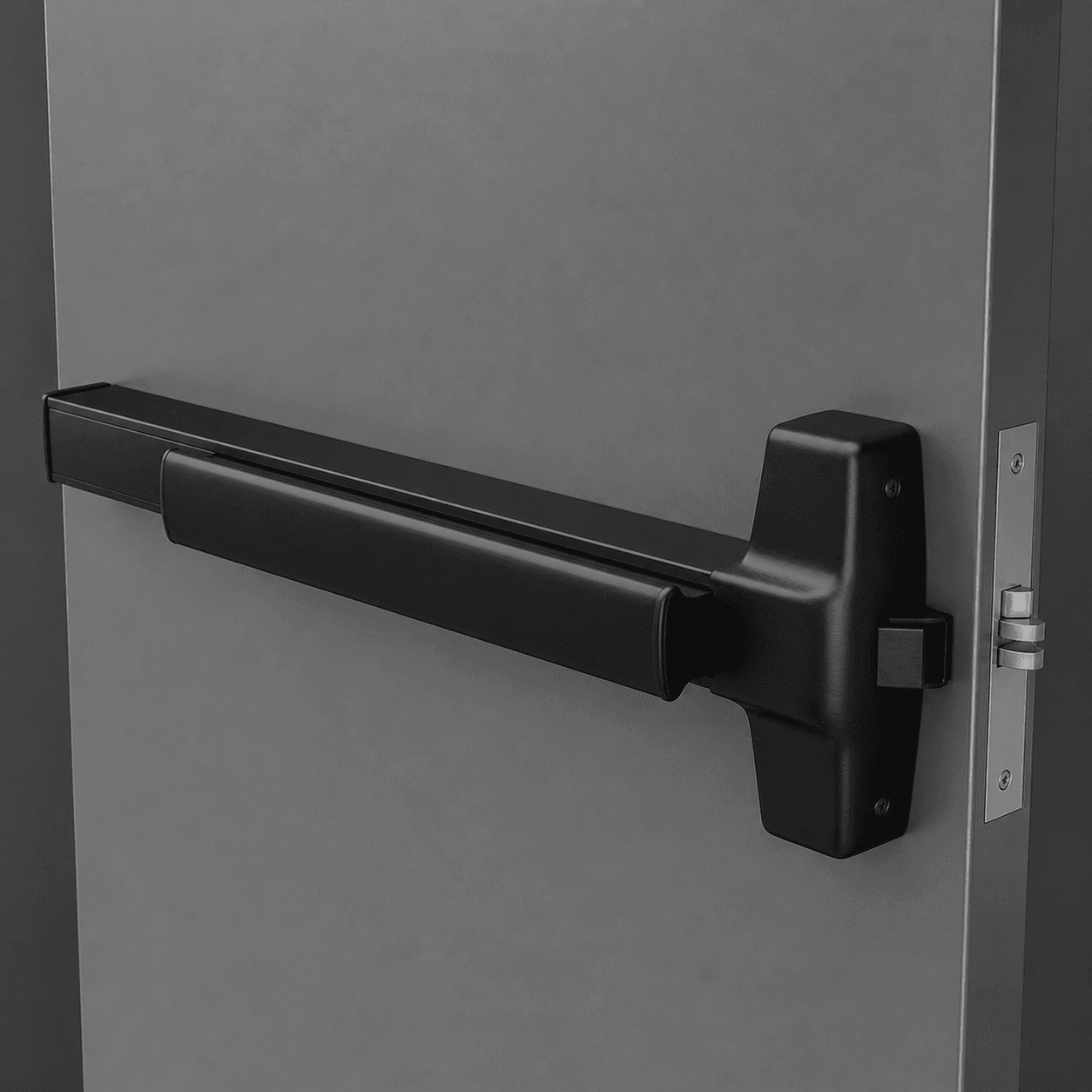 Commercial panic exit device on hollow metal door