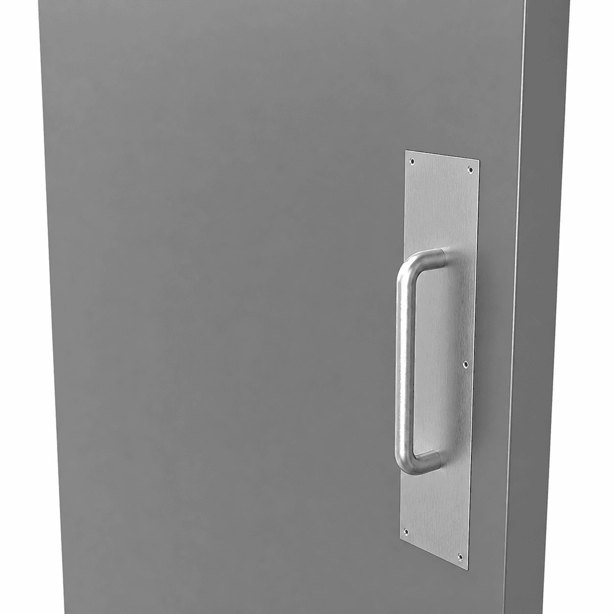 Commercial push-pull trim on hollow metal door